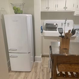 white fridge in the kitchen